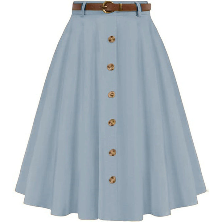 Charlotte | Stylish Belted Button Front A-Line Midi Skirt