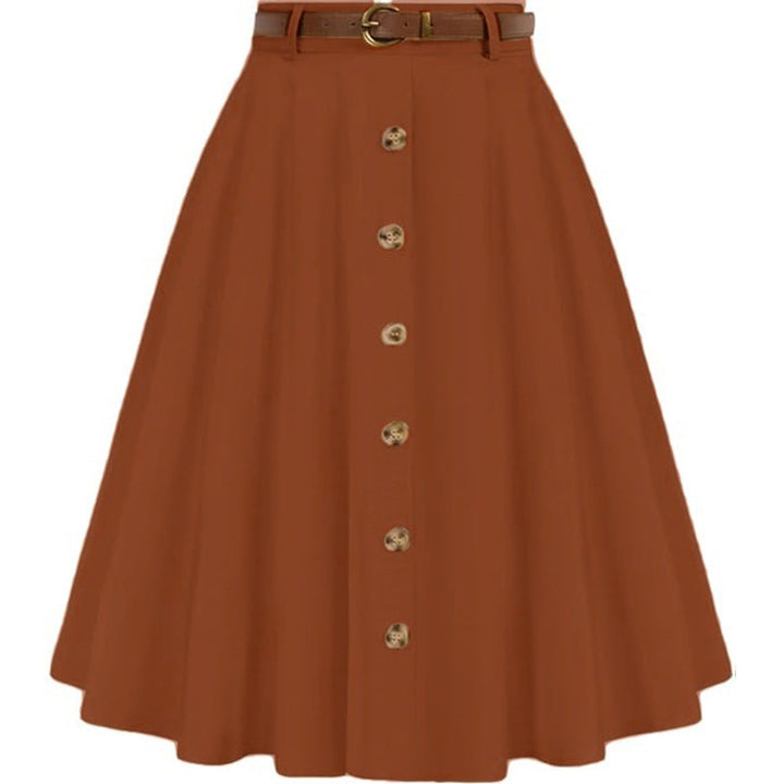 Charlotte | Stylish Belted Button Front A-Line Midi Skirt