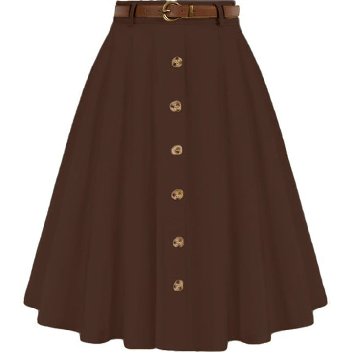 Charlotte | Stylish Belted Button Front A-Line Midi Skirt