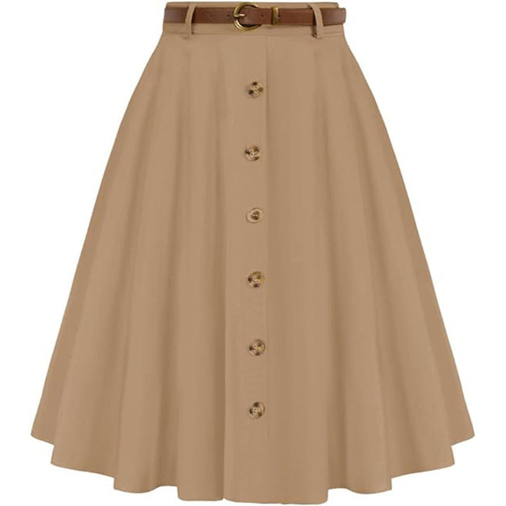Charlotte | Stylish Belted Button Front A-Line Midi Skirt