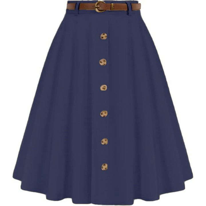 Charlotte | Stylish Belted Button Front A-Line Midi Skirt