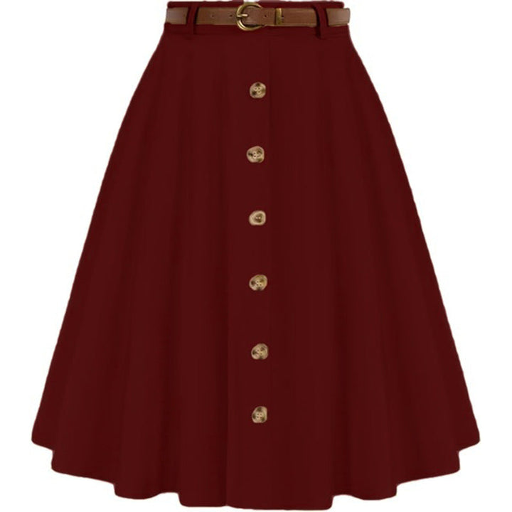 Charlotte | Stylish Belted Button Front A-Line Midi Skirt
