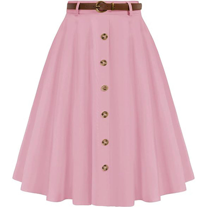 Charlotte | Stylish Belted Button Front A-Line Midi Skirt