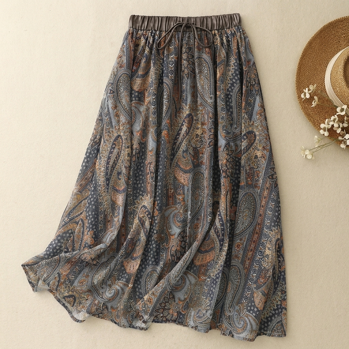 Summer | Elegant Paisley A-Line Maxi Skirt