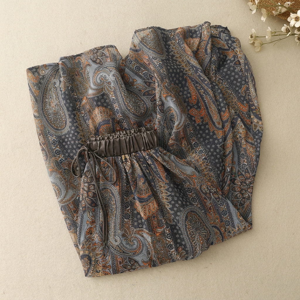 Summer | Elegant Paisley A-Line Maxi Skirt