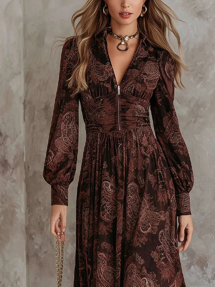 Summer | Polished Paisley Long Sleeve Maxi Boho Dress