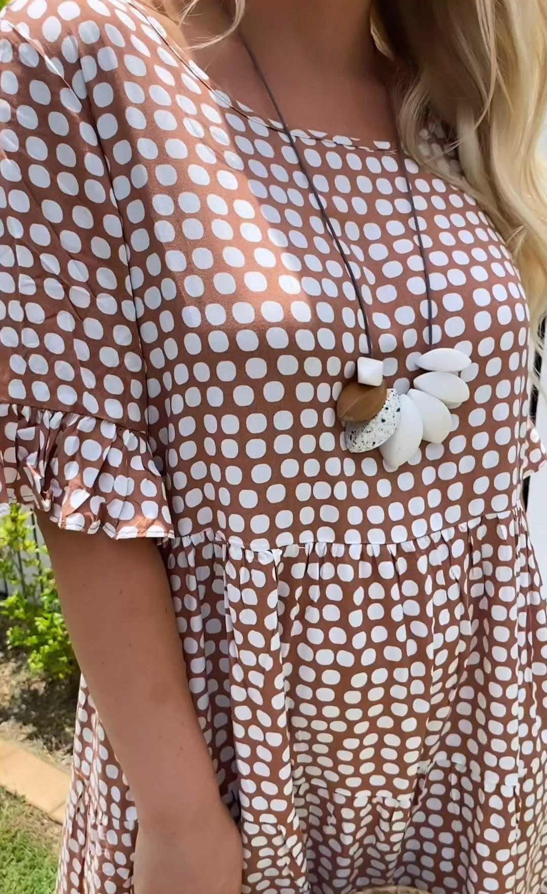 Summer | Relaxed Polka Dot Tiered Midi Linen Dress