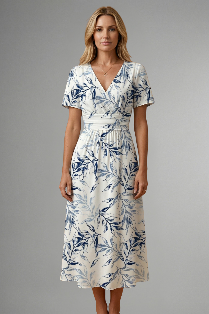 Summer | Sophisticated Floral Print Wrap Casual Dress