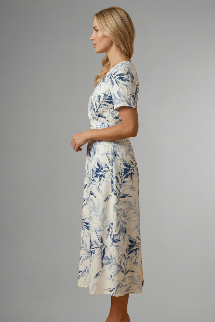 Summer | Sophisticated Floral Print Wrap Casual Dress