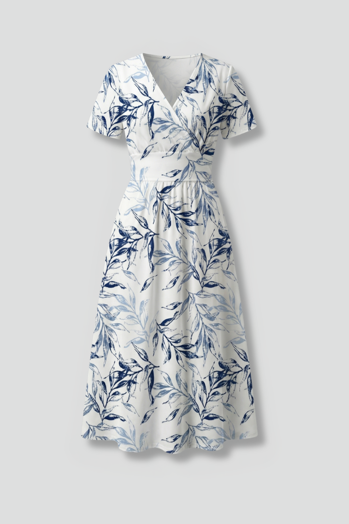 Summer | Sophisticated Floral Print Wrap Casual Dress