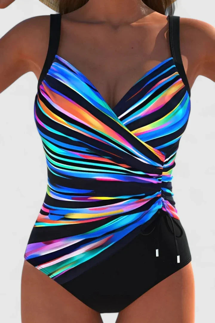 Summer | Sophisticated Striped Wrap One Piece Swimsuit