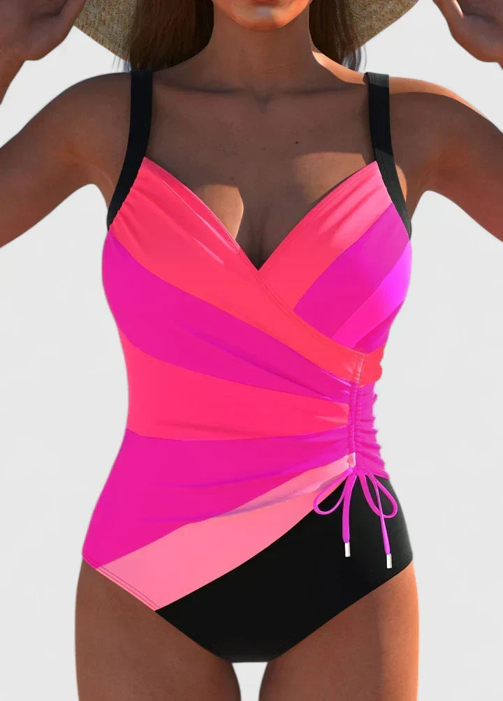 Summer | Sophisticated Striped Wrap One Piece Swimsuit