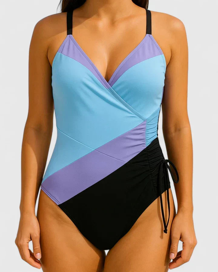 Summer | Sophisticated Striped Wrap One Piece Swimsuit