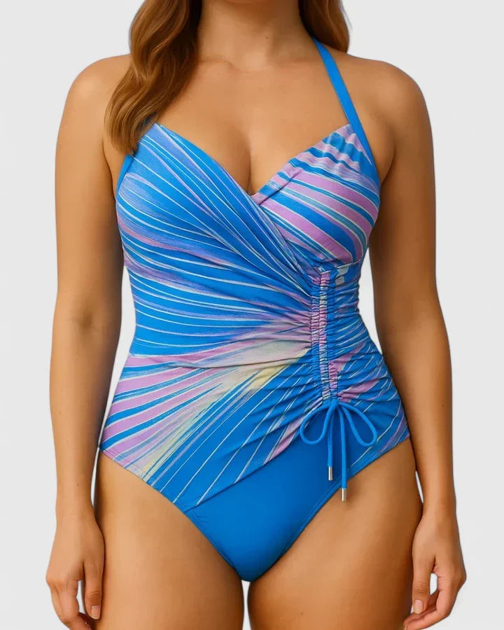 Summer | Sophisticated Striped Wrap One Piece Swimsuit