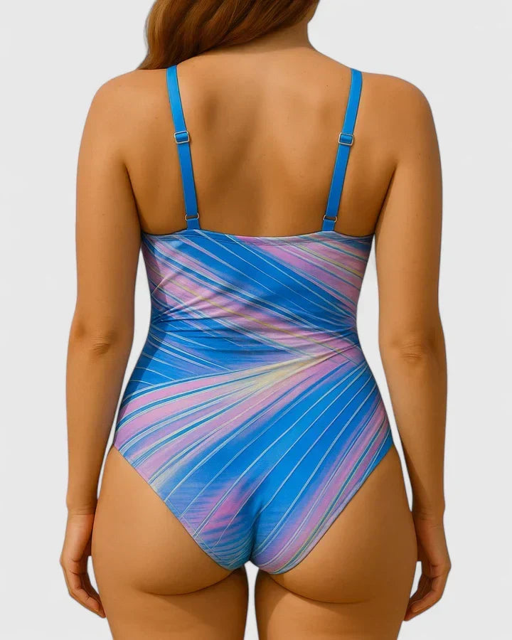 Summer | Sophisticated Striped Wrap One Piece Swimsuit
