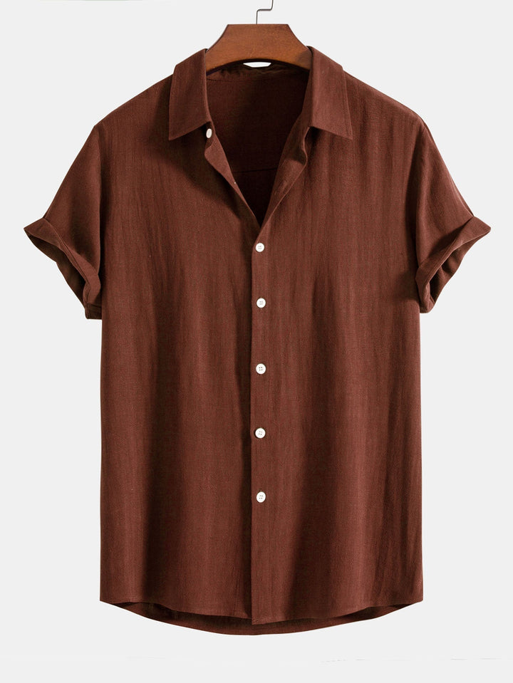 Theo | Polished Relaxed Fit Short Sleeve Linen Shirt