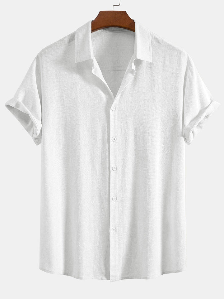 Theo | Polished Relaxed Fit Short Sleeve Linen Shirt