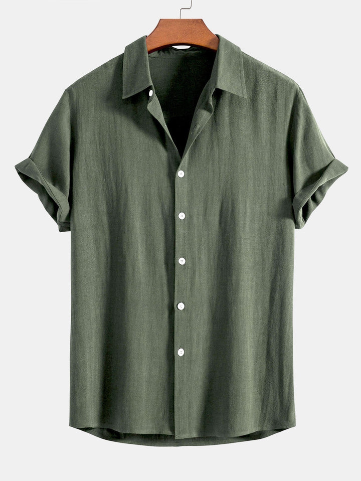 Theo | Polished Relaxed Fit Short Sleeve Linen Shirt