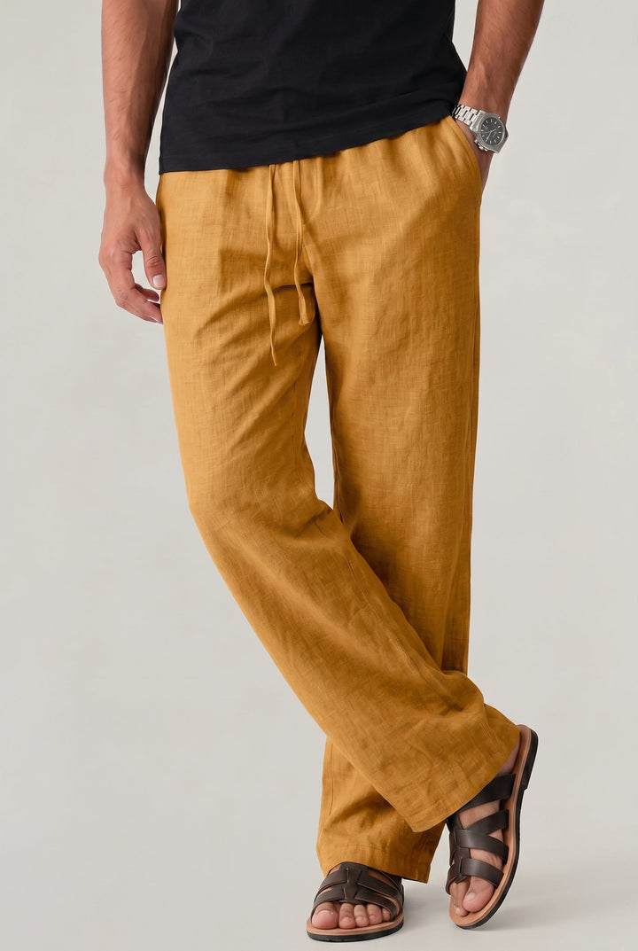 Theo | Relaxed Drawstring Straight Leg Linen Pants
