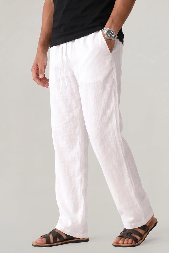 Theo | Relaxed Drawstring Straight Leg Linen Pants
