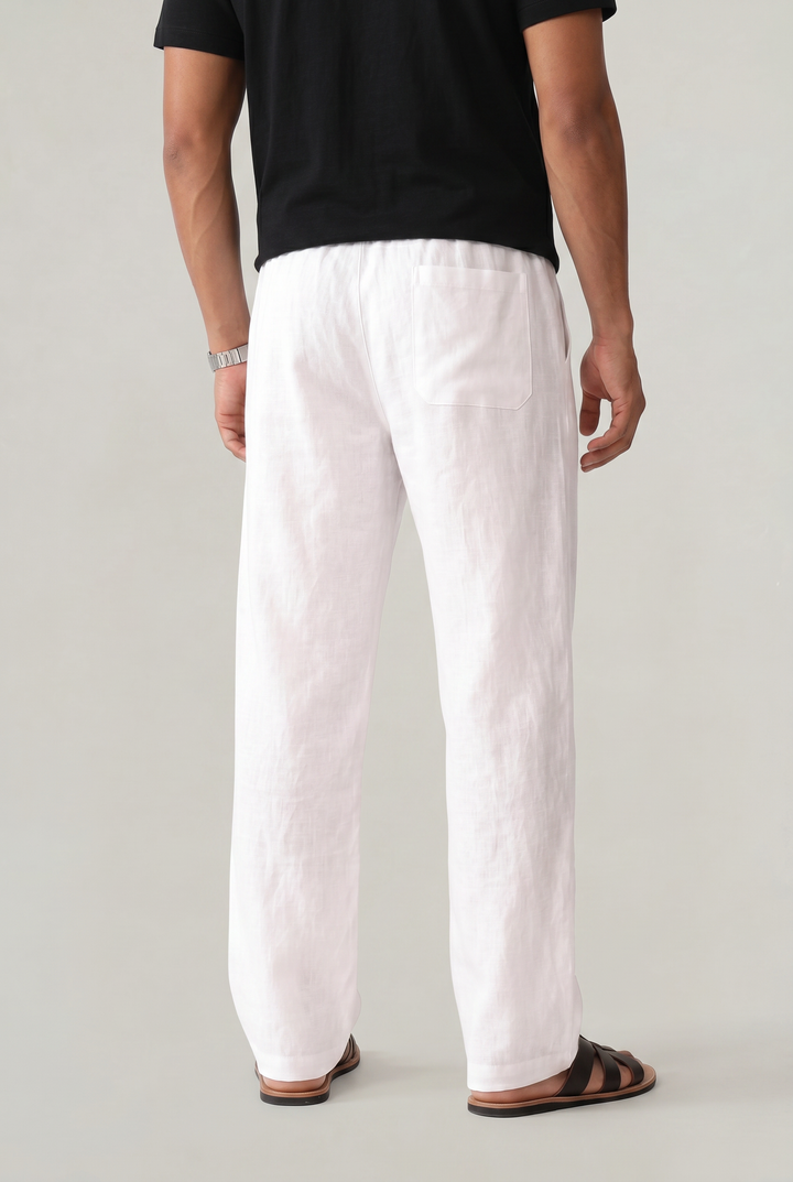 Theo | Relaxed Drawstring Straight Leg Linen Pants
