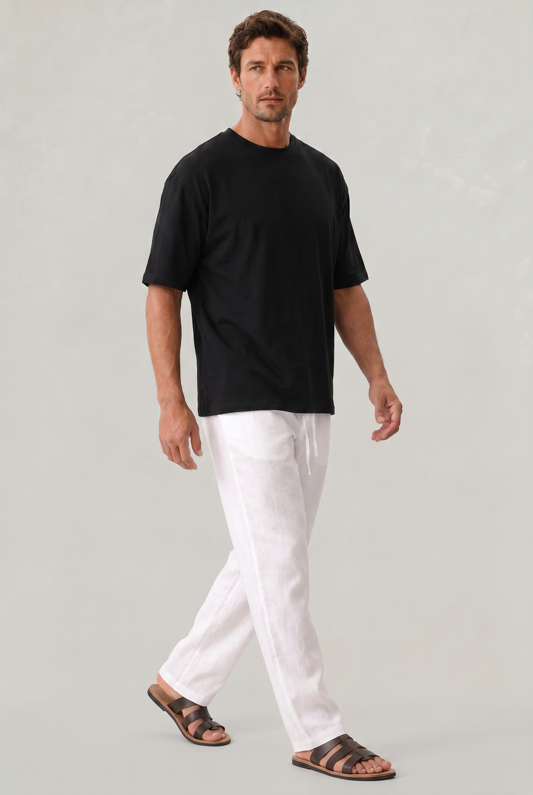 Theo | Relaxed Drawstring Straight Leg Linen Pants