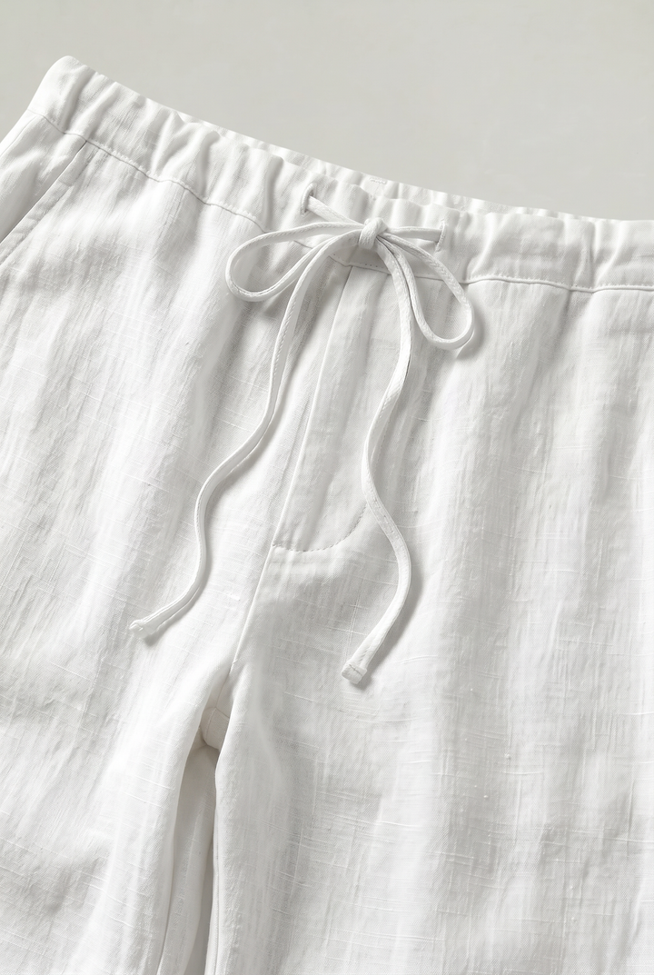 Theo | Relaxed Drawstring Straight Leg Linen Pants