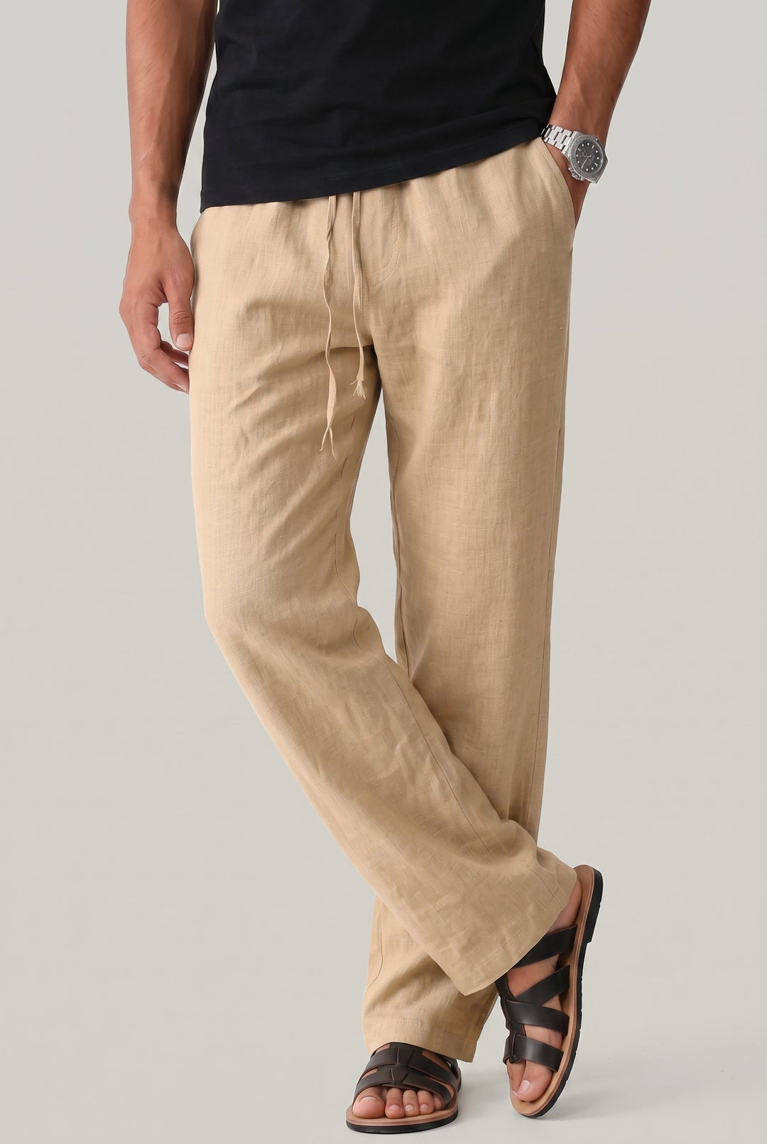 Theo | Relaxed Drawstring Straight Leg Linen Pants