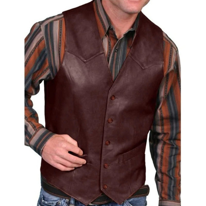 Theodore | Relaxed Leather Jacket Style Western Vest