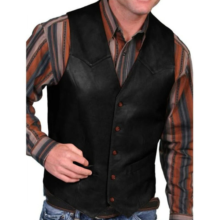 Theodore | Relaxed Leather Jacket Style Western Vest