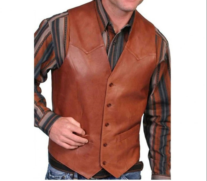 Theodore | Relaxed Leather Jacket Style Western Vest