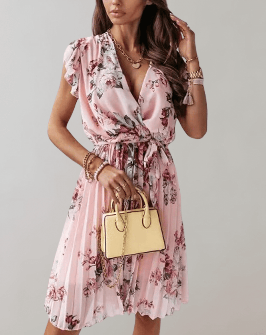 Violet | Effortless Floral Wrap Midi Races Dress