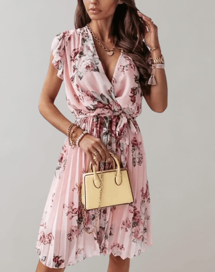 Violet | Effortless Floral Wrap Midi Races Dress
