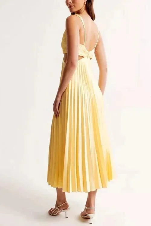 Violet | Effortless Pleated Cutout Cocktail Midi Dress