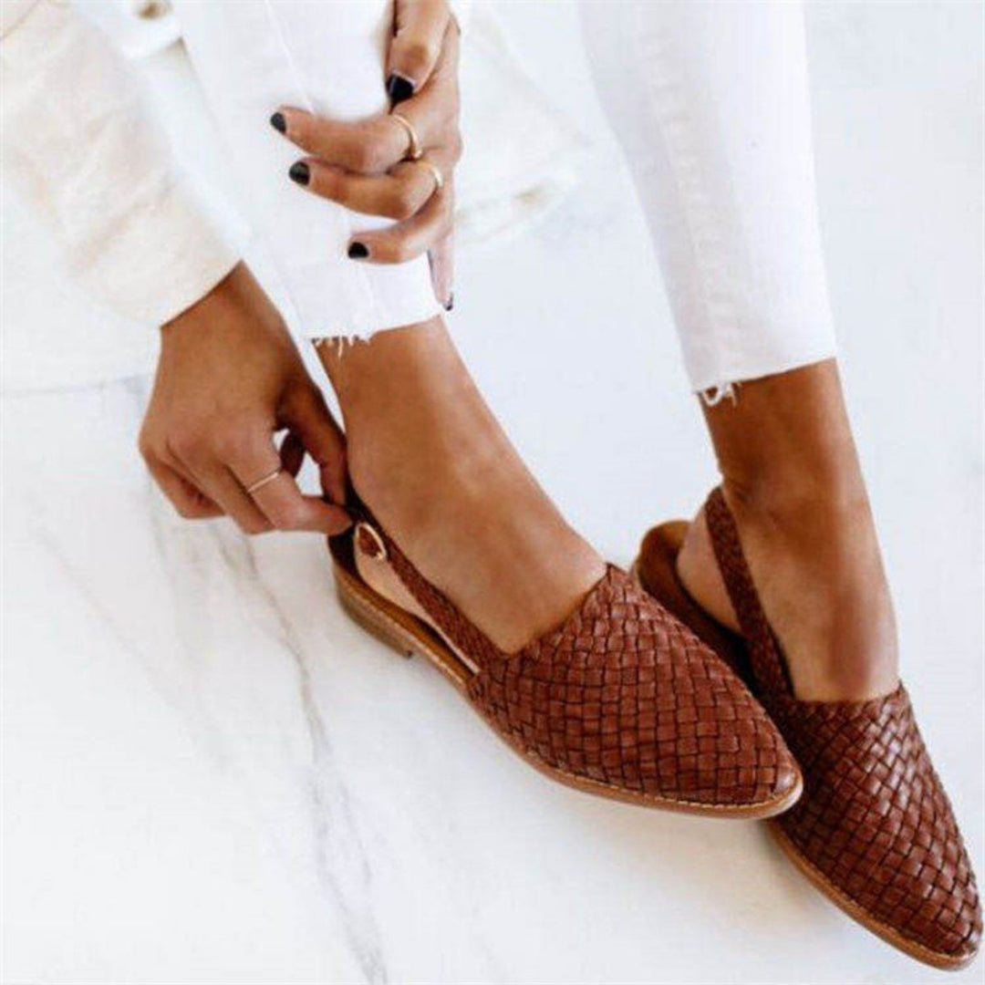 Violet | Effortless Woven Pointed Toe Slingback Flat Sandals