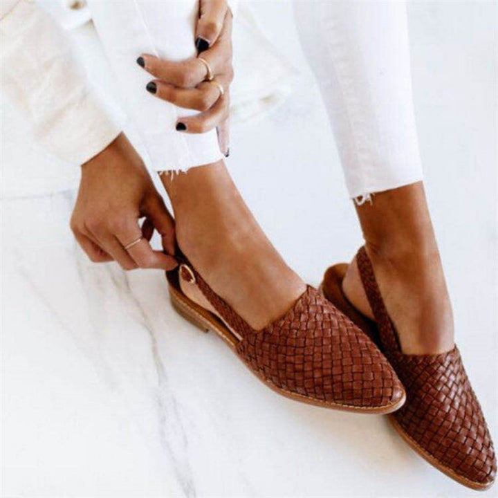 Violet | Effortless Woven Pointed Toe Slingback Flat Sandals