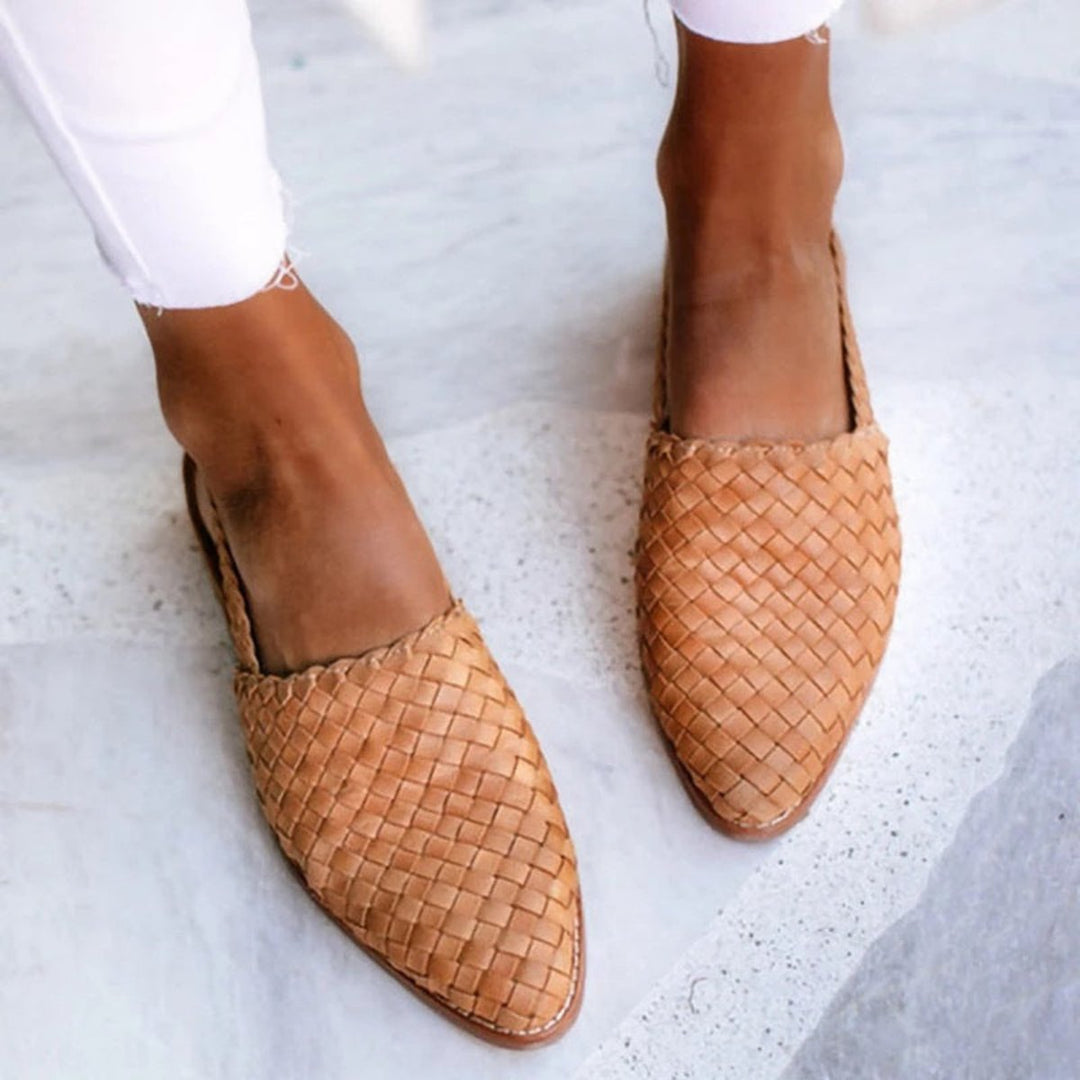 Violet | Effortless Woven Pointed Toe Slingback Flat Sandals