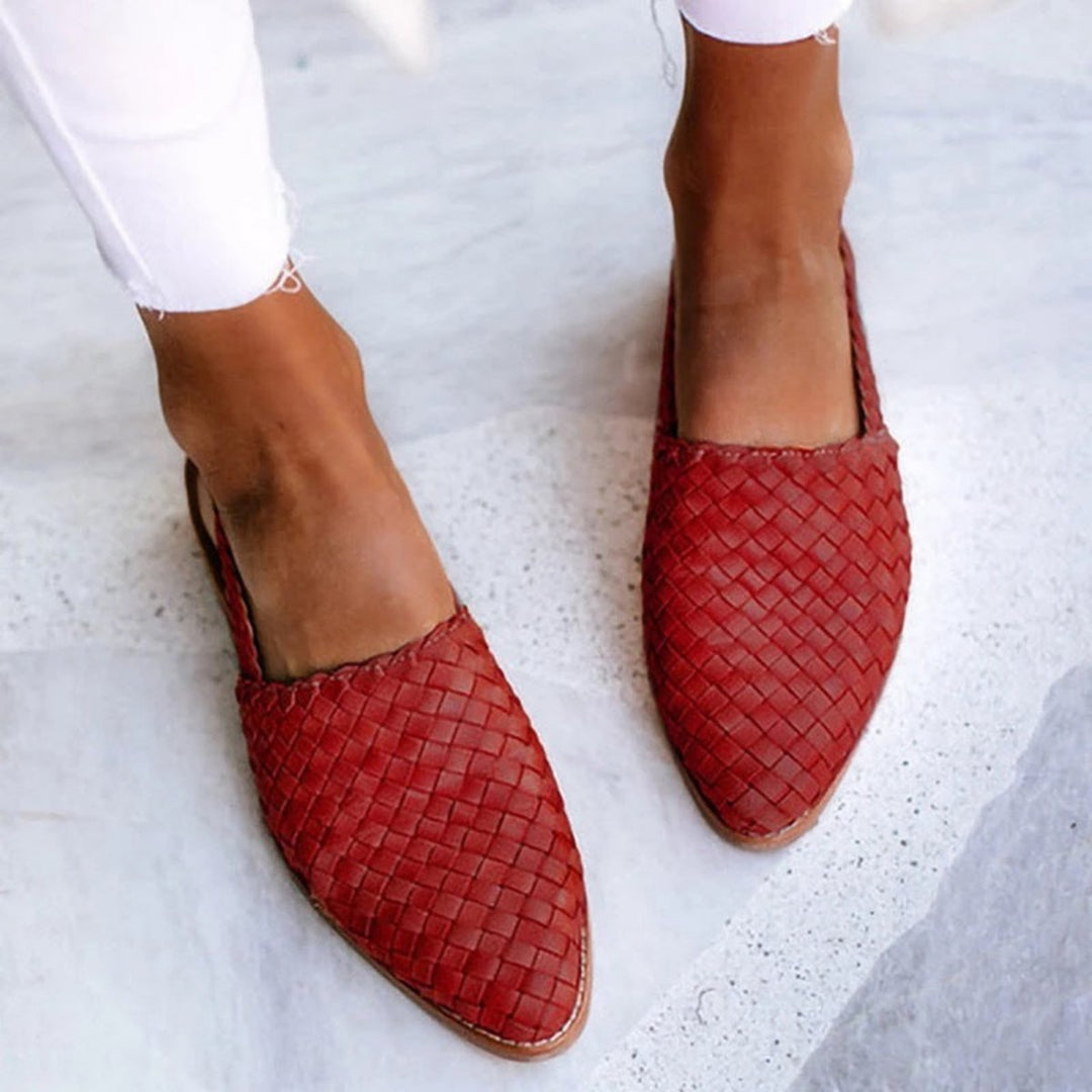 Violet | Effortless Woven Pointed Toe Slingback Flat Sandals