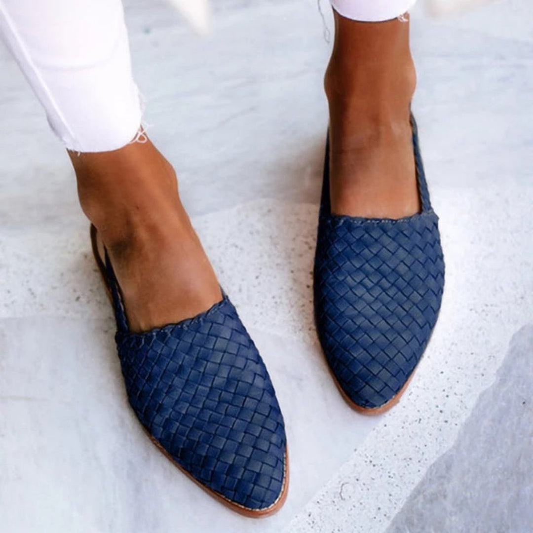 Violet | Effortless Woven Pointed Toe Slingback Flat Sandals
