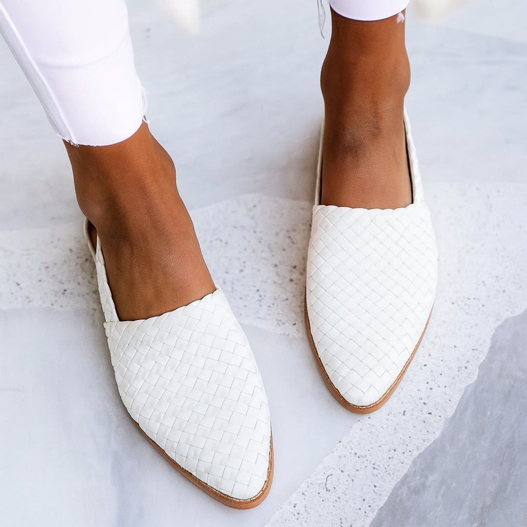 Violet | Effortless Woven Pointed Toe Slingback Flat Sandals