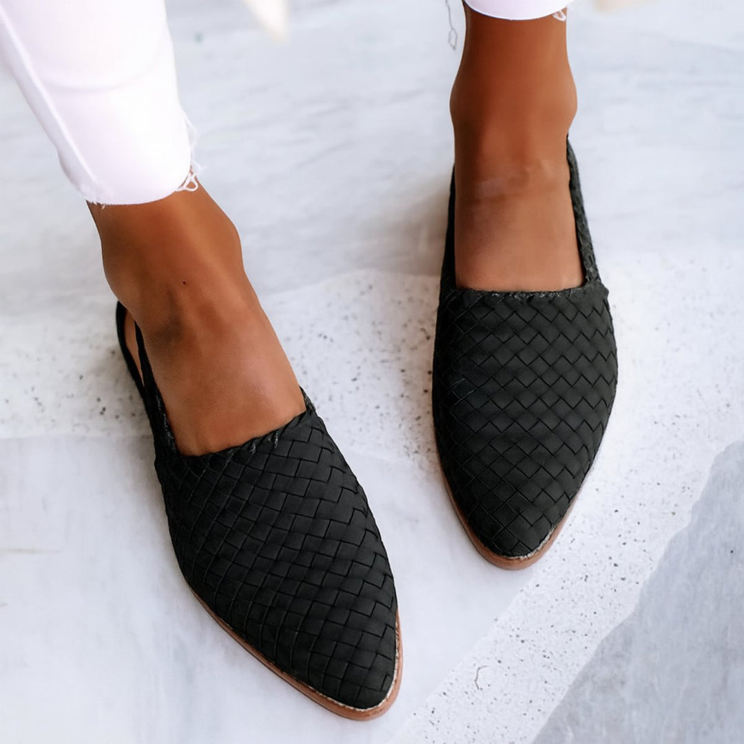 Violet | Effortless Woven Pointed Toe Slingback Flat Sandals