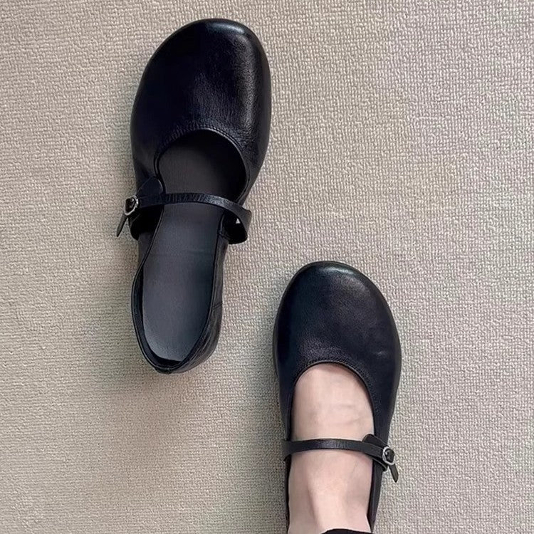 Willow | Chic Round Toe Mary Jane Flats with Adjustable Strap