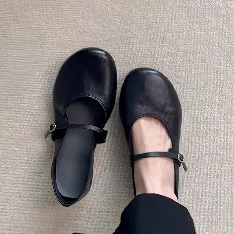 Willow | Chic Round Toe Mary Jane Flats with Adjustable Strap
