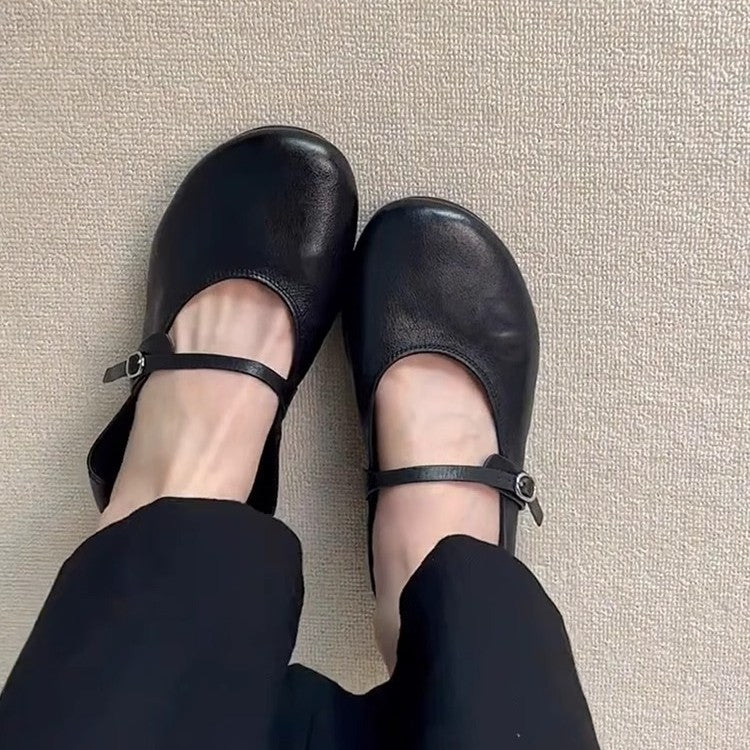 Willow | Chic Round Toe Mary Jane Flats with Adjustable Strap