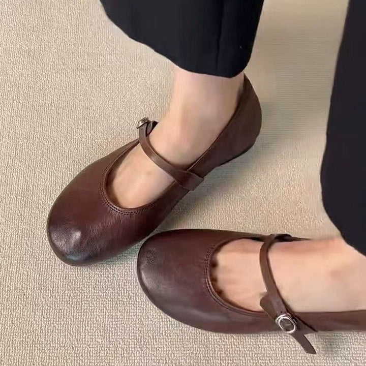 Willow | Chic Round Toe Mary Jane Flats with Adjustable Strap
