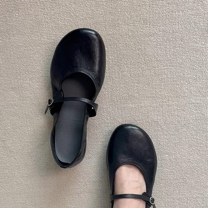 Willow | Chic Round Toe Mary Jane Flats with Adjustable Strap