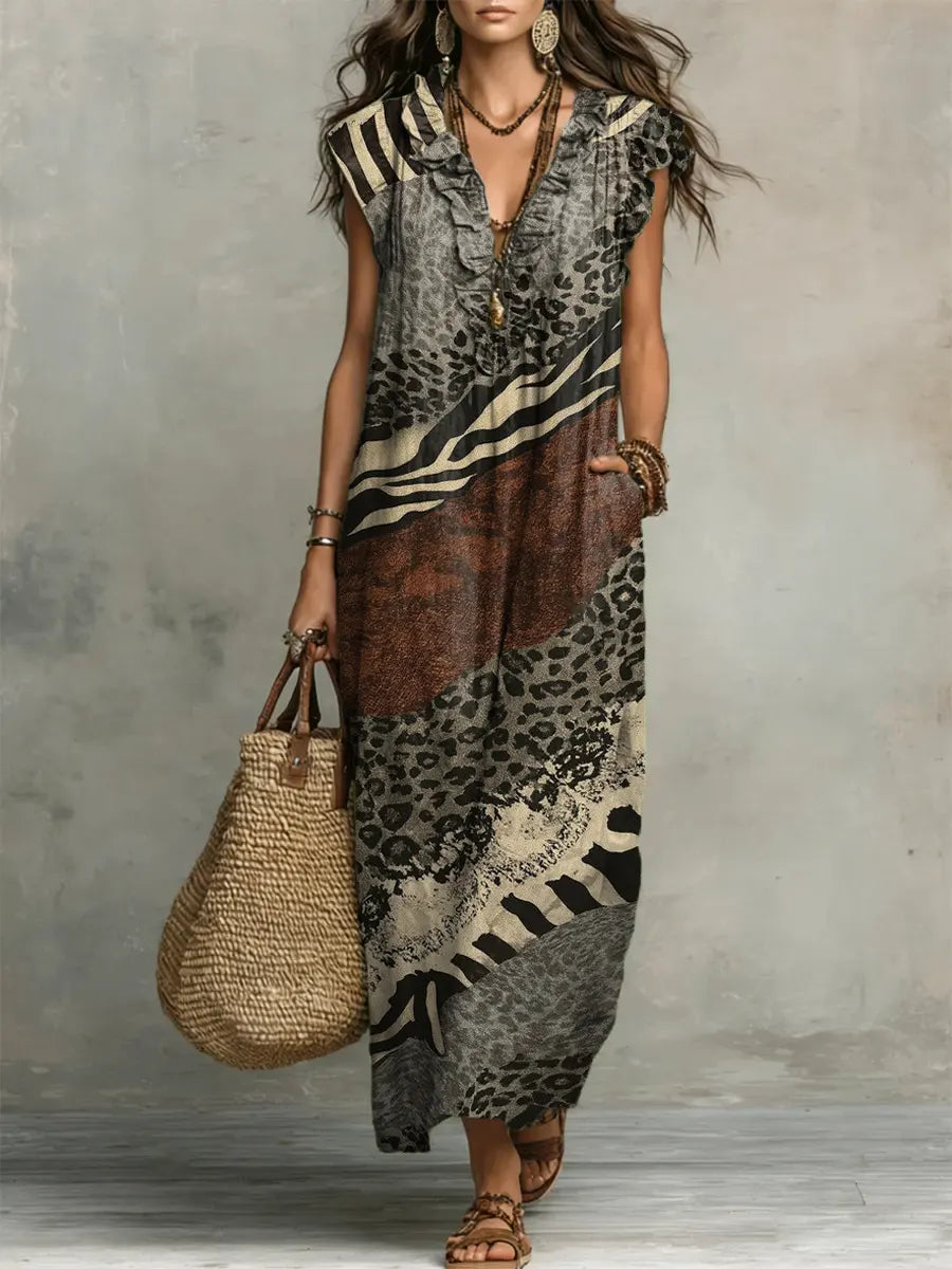 Willow | Classic Mixed Print Casual Maxi Dress