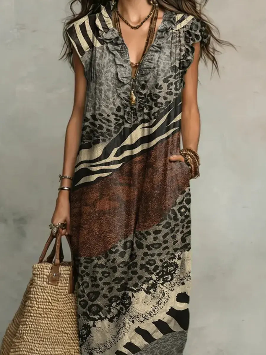 Willow | Classic Mixed Print Casual Maxi Dress