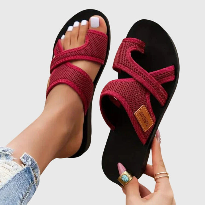 Willow | Cross Strap Slip On Flat Sandals