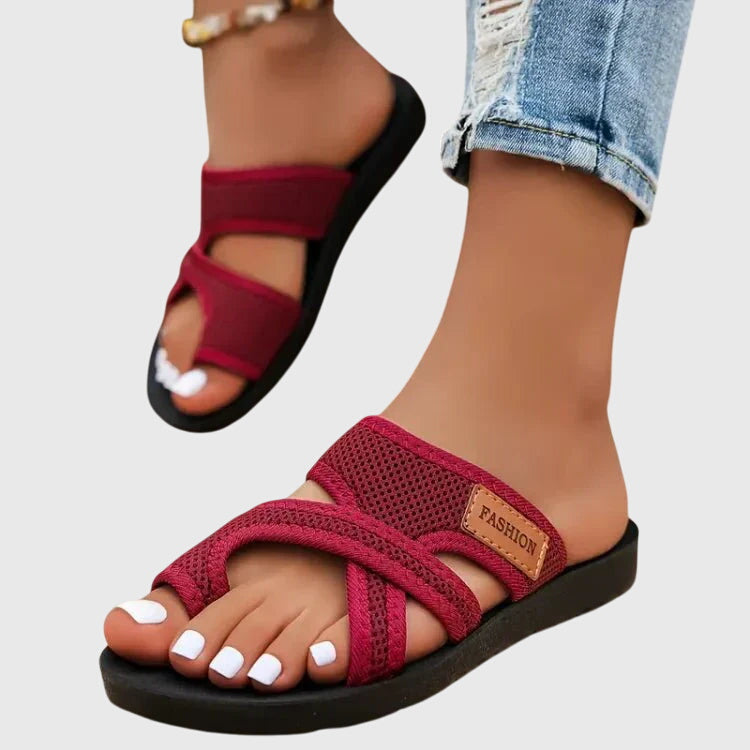 Willow | Cross Strap Slip On Flat Sandals